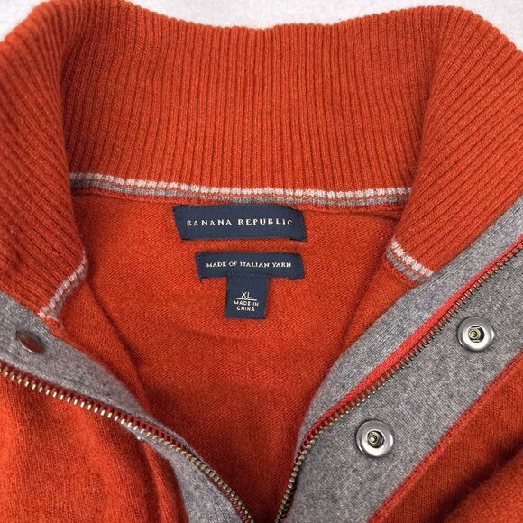 Banana Republic‎ Sweater Men’s Size XL Orange Merino Wool Pullover Thin Knit - Picture 6 of 10